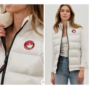 Canada Weather Gear Womens XXL Puffer Vest Beige Sherpa Collar